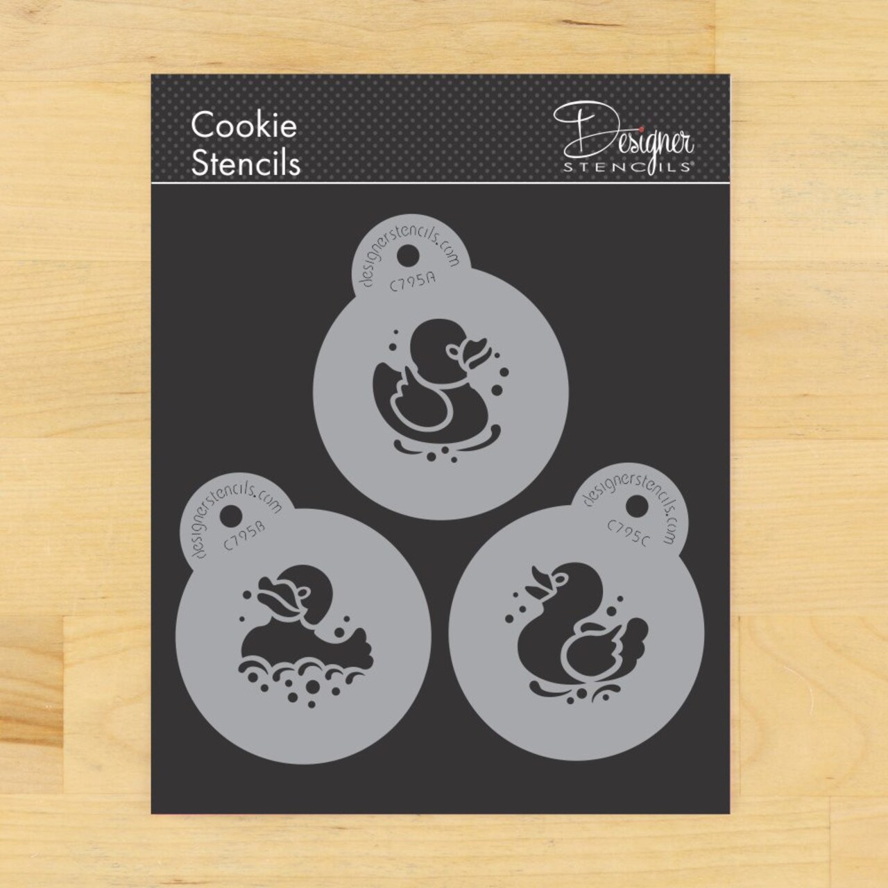 Mini Rubber Duck Cookie & Cupcake Stencil Set | C795 by Designer Stencils | Cookie Decorating Tools | Baking Stencils for Royal Icing, Airbrush, Dusting Powder | Reusable Plastic Food Grade Stencil for Cookies | Easy to Use & Clean Cookie Stencil